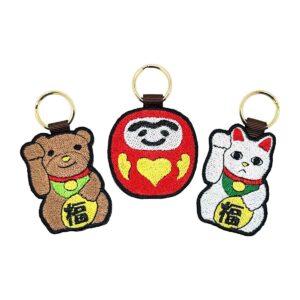 福を呼ぶ 両面刺繍のお正月チャーム